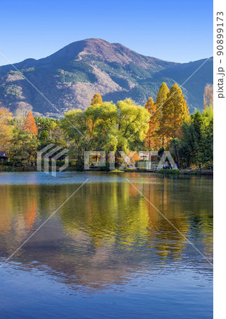 湯布院　金鱗湖紅葉 90899173