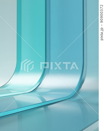 3D Rendering Geometric or Abstract Shape Acrylic Glass Plates Product Display Background for Summer Healthcare and Skincare Products.	 90900372