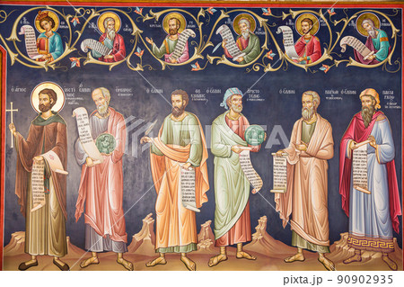 ギリシャ　メテオラの大メテオロン修道院のフレスコ画 90902935