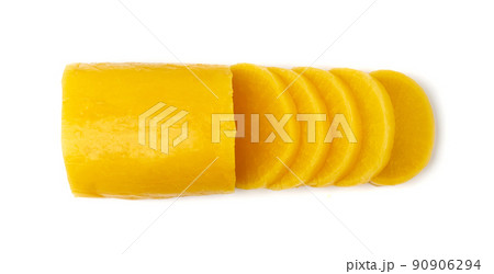 Pickled Daikon Bars Isolated, Marinated Yellow Radish Pickled Daikon Bars Isolated, Marinated Yellow Radish 90906294