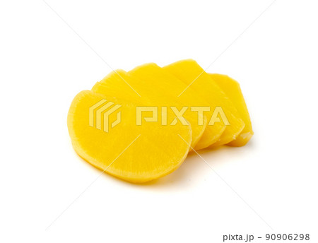 Pickled Daikon Bars Isolated, Marinated Yellow Radish 90906298