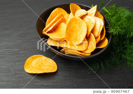Potato Chips on Black Potato Chips on Black 90907467