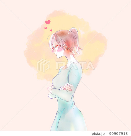 恋する女性　照れる 90907918