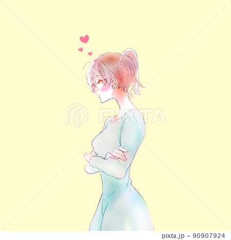 恋する女性　照れる 90907924