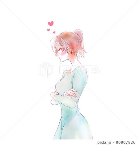 恋する女性　照れる 90907926