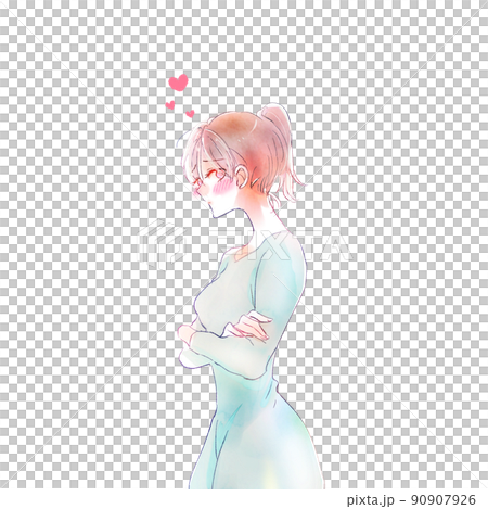 恋する女性　照れる 90907926