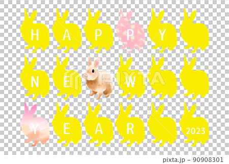 兔年 2023 新年賀卡插圖 兔年 2023 新年賀卡插圖 90908301