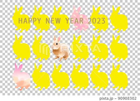 兔年 2023 新年賀卡插圖 兔年 2023 新年賀卡插圖 90908302