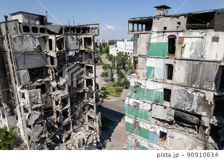 Borodyanka, Ukraine - a destroyed building during the war, Bucha district Borodyanka, Ukraine - a destroyed building during the war, Bucha district 90910634