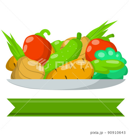 Salad of vegetables on plate - healthy vegetarian lunch. Salad of vegetables on plate - healthy vegetarian lunch. 90910643