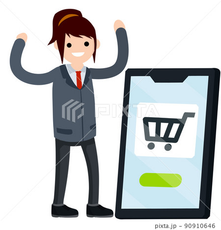 Shopping in online store. Cart on screen. Shopping in online store. Cart on screen. 90910646