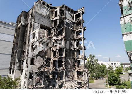Borodyanka, Ukraine - a destroyed building during the war, Bucha district Borodyanka, Ukraine - a destroyed building during the war, Bucha district 90910999