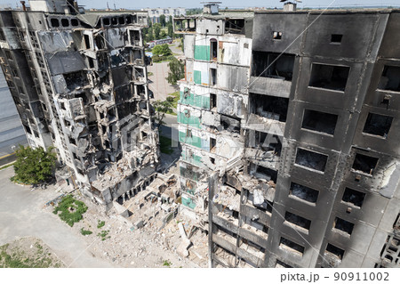Borodyanka, Ukraine - a destroyed building during the war, Bucha district Borodyanka, Ukraine - a destroyed building during the war, Bucha district 90911002