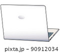 ノートパソコンのイラスト【背面・PC・天板・白・ホワイト・キーボード】 90912034
