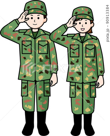 自衛隊　男性と女性 90913384
