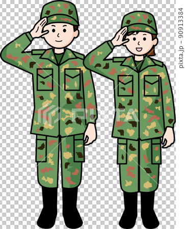自衛隊　男性と女性 90913384