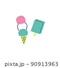 暑い夏はアイスで涼もう　ベクターフラットイラスト素材 90913963