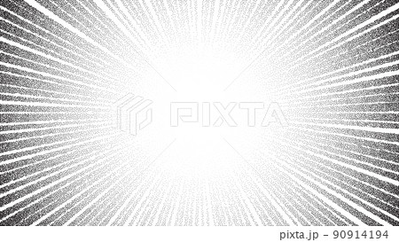 Dotwork noise burst beam background. Black noise stipple dots sunburst pattern. Motion, explosion effect. Abstract dotwork banner with star flash. Radial ray grunge pattern. Abstract sunbeam. Vector 90914194