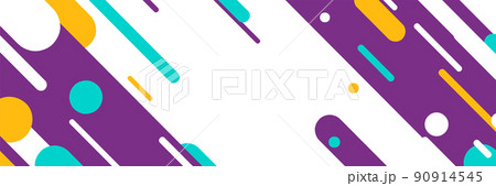 Vector banner with abstract lines and circles. Diagonal dynamic motion background in simple modern flat style. Geometric minimal concept illustration 90914545