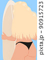 Girl on the beach. Pretty girl with a surfboard. Girl in a black swimsuit 90915723