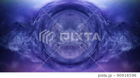 Ink water burst. Fantasy wormhole portal. White paint flow. Purple creative abstract background shot on Red Cinema camera 6k. 90916596