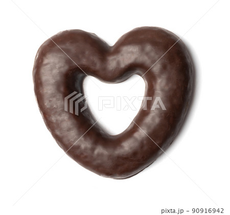 Chocolate Gingerbread Isolated, Heart Shaped Pryanik Chocolate Gingerbread Isolated, Heart Shaped Pryanik 90916942