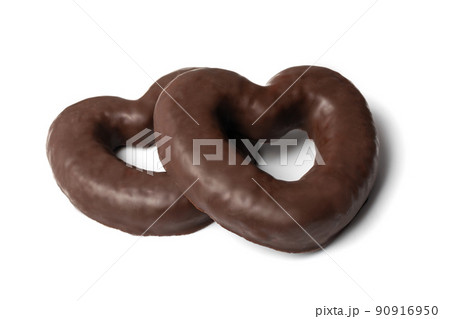 Chocolate Gingerbread Isolated, Heart Shaped Pryanik Chocolate Gingerbread Isolated, Heart Shaped Pryanik 90916950