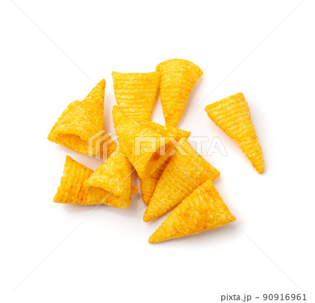 Corn Cone Isolated, Puffs with Spices Corn Cone Isolated, Puffs with Spices 90916961