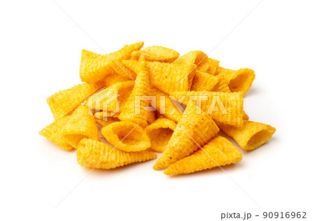 Corn Cone Isolated, Puffs with Spices Corn Cone Isolated, Puffs with Spices 90916962