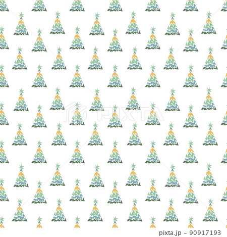 Sketch Christmas Tree Seamless Pattern, New Year Background 90917193