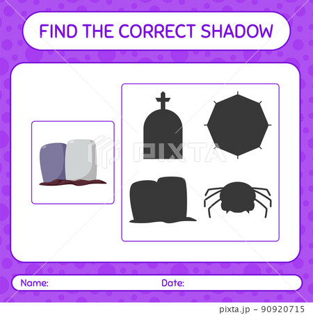 Find the correct shadows game with tombstone. worksheet for preschool kids, kids activity sheet Find the correct shadows game with tombstone. worksheet for preschool kids, kids activity sheet 90920715
