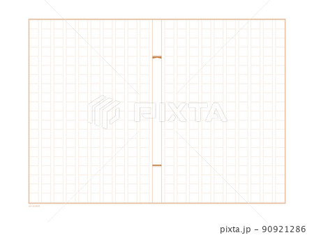 文字数表記のある400字詰めの茶色い縦書きの原稿用紙のテンプレート - 20字×20段 A4比率 90921286