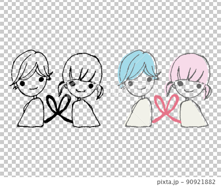 Vector illustration of two children connected by an edge 90921882