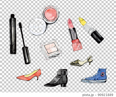 化妝品和泵等時尚配飾的矢量圖解 90921889