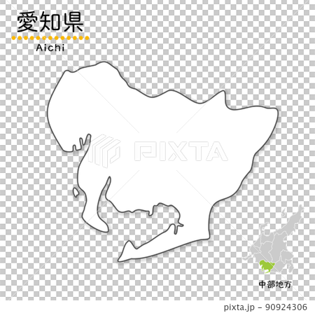 愛知縣的簡單可愛的地圖、地區和位置 90924306