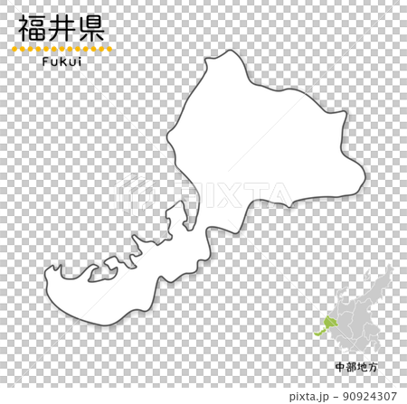 Fukui Prefecture's simplified and cute map, regions and locations 90924307