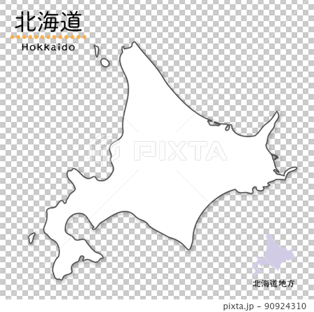 北海道の単純化したかわいい地図 アイコンのイラスト素材