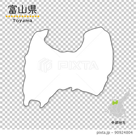 富山縣、地區和位置的簡化可愛地圖 富山縣、地區和位置的簡化可愛地圖 90924804