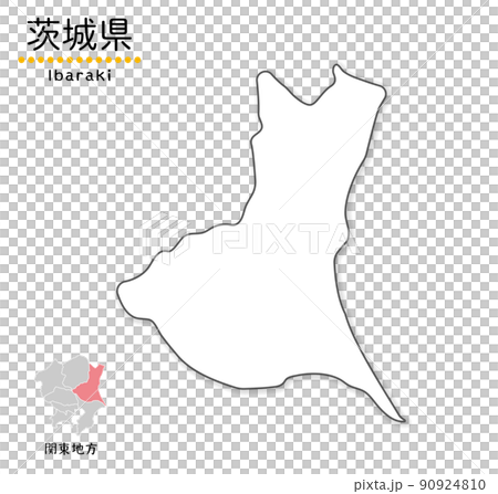 茨城県の単純化したかわいい地図、地方と場所 茨城県の単純化したかわいい地図、地方と場所 90924810