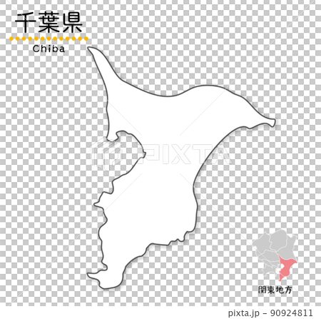千葉県の単純化したかわいい地図、地方と場所 千葉県の単純化したかわいい地図、地方と場所 90924811