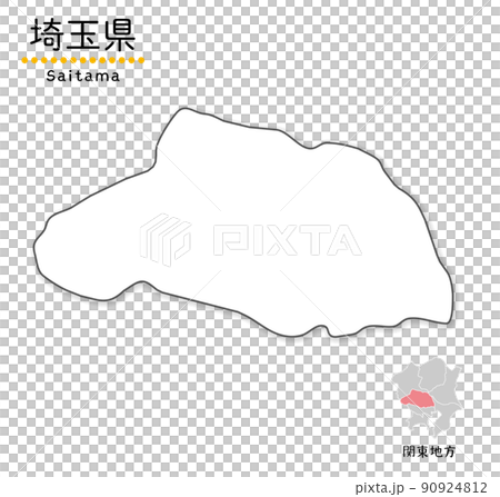 埼玉県の単純化したかわいい地図、地方と場所 埼玉県の単純化したかわいい地図、地方と場所 90924812