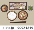 シンプルでかわいい一汁三菜_背景付き 90924849