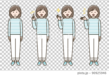 女性の表情バリエーションのイラストセット(肌色ありバージョン) 女性の表情バリエーションのイラストセット(肌色ありバージョン) 90925946