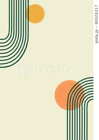 Mid Century Modern Wall Prints Set, Retro Style Backgrounds from the 1950s, Vintage Color Palette. Circles and lines on pale yellow background Mid Century Modern Wall Prints Set, Retro Style Backgrounds from the 1950s, Vintage Color Palette. Circles and lines on pale yellow background 90926317