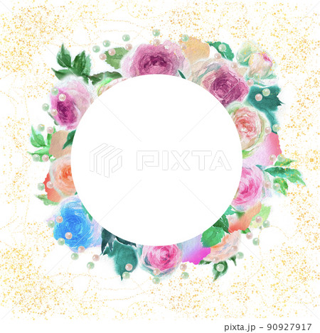 舞い散るバラの花びらとピンクのバラのピエールドロンサールのフラワーアレンジメントの水彩画イラスト 舞い散るバラの花びらとピンクのバラのピエールドロンサールのフラワーアレンジメントの水彩画イラスト 90927917