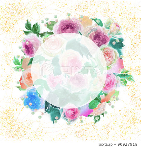 舞い散るバラの花びらとピンクのバラのピエールドロンサールのフラワーアレンジメントの水彩画イラスト 舞い散るバラの花びらとピンクのバラのピエールドロンサールのフラワーアレンジメントの水彩画イラスト 90927918