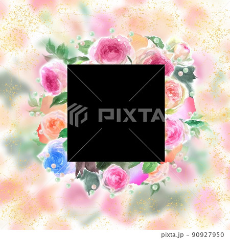 舞い散るバラの花びらとピンクのバラのピエールドロンサールのフラワーアレンジメントの水彩画イラスト 舞い散るバラの花びらとピンクのバラのピエールドロンサールのフラワーアレンジメントの水彩画イラスト 90927950