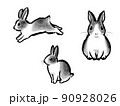 墨絵のぶちウサギ 90928026