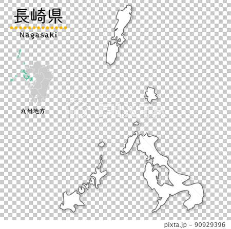 長崎県の単純化したかわいい地図、離島を含む全体図 長崎県の単純化したかわいい地図、離島を含む全体図 90929396