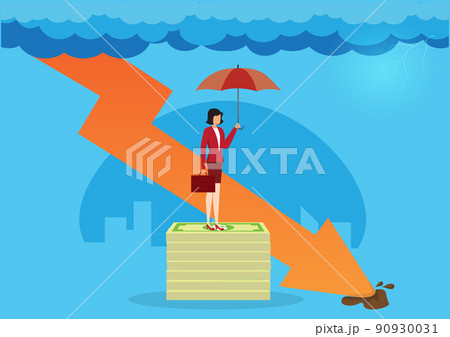 Business concept vector illustration of a businessman holding important money during an economic crisis in need of emergency money. spend money on financial crisis concept 90930031